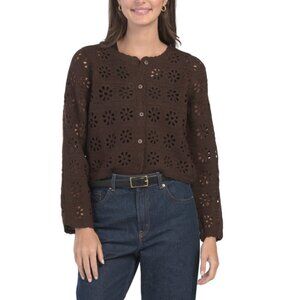 PINKY Chestnut Floral Crochet Cardigan